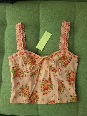 (NWT) Thirty Thirty Floral Pink Bustier Crop Top